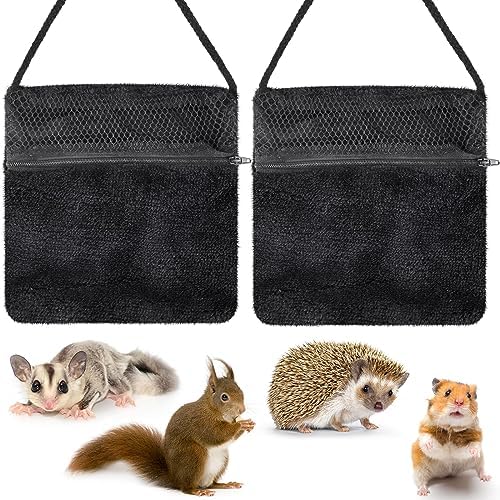 Sweetude 2 Pcs Sugar Glider Pouch, Breathable Carrying Bonding Pouch, Black
