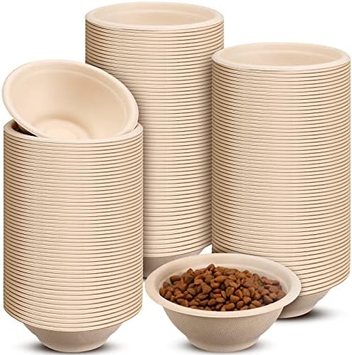 Thenshop 200 Pcs Disposable Pet Bowls Bulk Biodegradable Paper, 8 oz