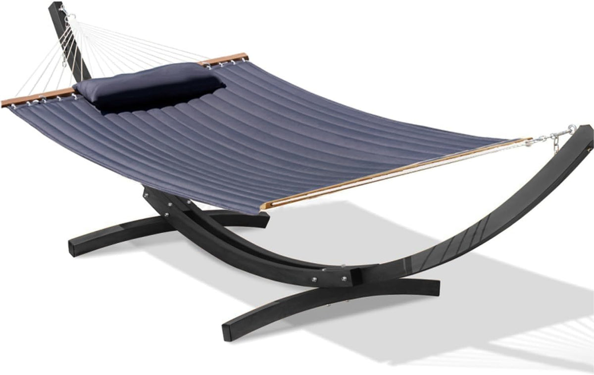 Lazy Daze 13 Ft Double Quilted Hammock with Curved Steel Black Stand