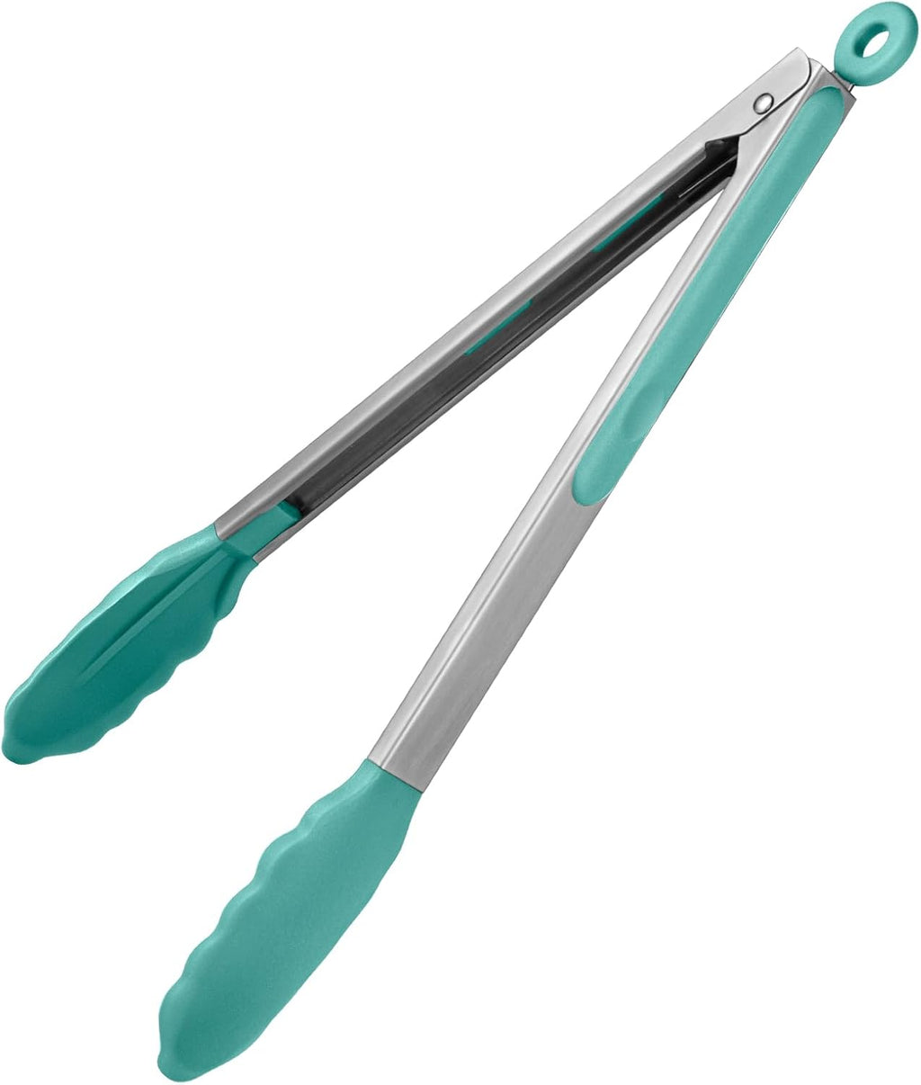 U-Taste Kitchen Tong for Cooking, 600ºF Heat-Proof Silicone, 12in/Aqua Sky
