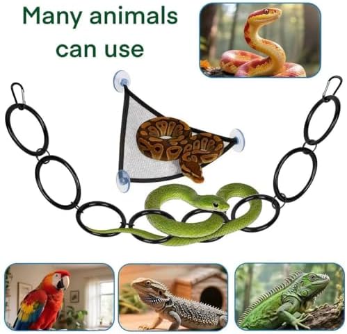Snake Climbing Rings for Ball Python,Snake Enrichment Toys Ball with Hammock,Reptiletank Cage Decor Habitat Accessories for Terrarium