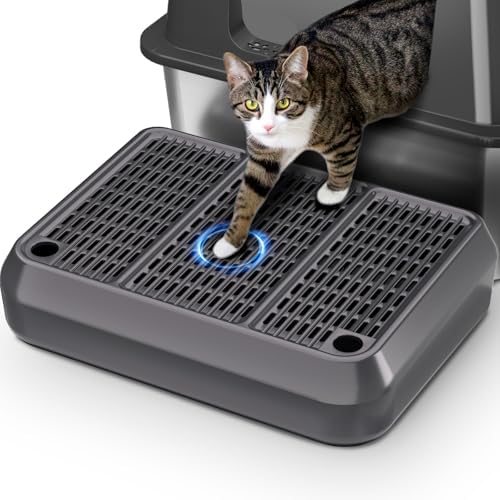 Large Litter Box Step, Litter Box Ramp 16"x11" Litter Catcher Mat, Double Layer Anti-Tracking & Easy Clean, Ideal for Kitten & Elderly Cats Ramp