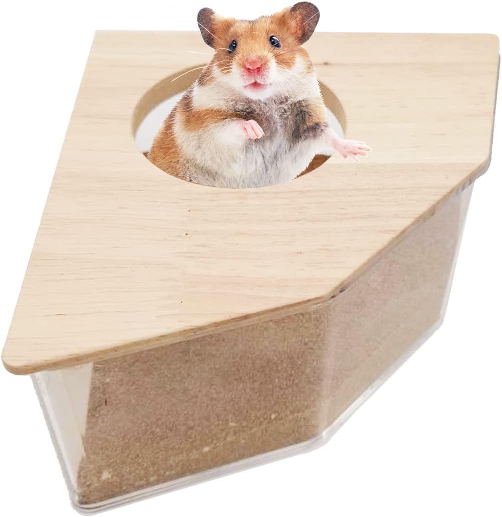 kathson Hamster Sand Bath Box Transparent Acrylic Small Animals Shower Bathtub Guinea Pigs Digging Sand Container Cage Accessories for Lemmings Gerbil Mice Hedgehog Chinchilla (Pentagon)