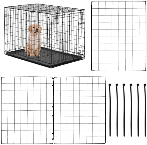 2PCS Dog Crate Divider Panel with Ties 13.7 x 17.7 Inch Adjustable Metal Pet Kennel Divider Adjustable Width up to 27''(Dog Crate NOT Included)