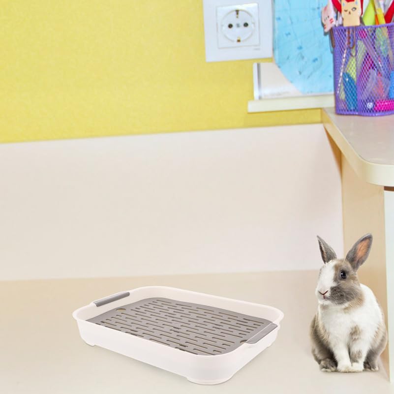Sosoport 2 Litter Boxes, Small Pet Potty Trays with Grid