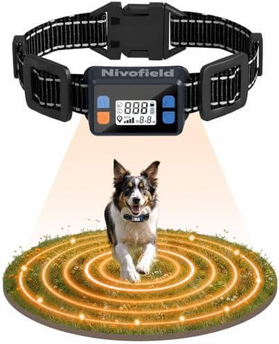 GPS Wireless Dog Fence System, Dual-Band Electric Pet Containment Boundary Collar with 20-999 Yard Adjustable Radius, No App or Subscription Needed, IPX7 Waterproof Training Collar for Dogs