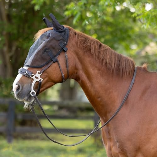 Horze Easy-Attach Bridle Insect and Fly Mask with Ear and Eye Protection - Black - L