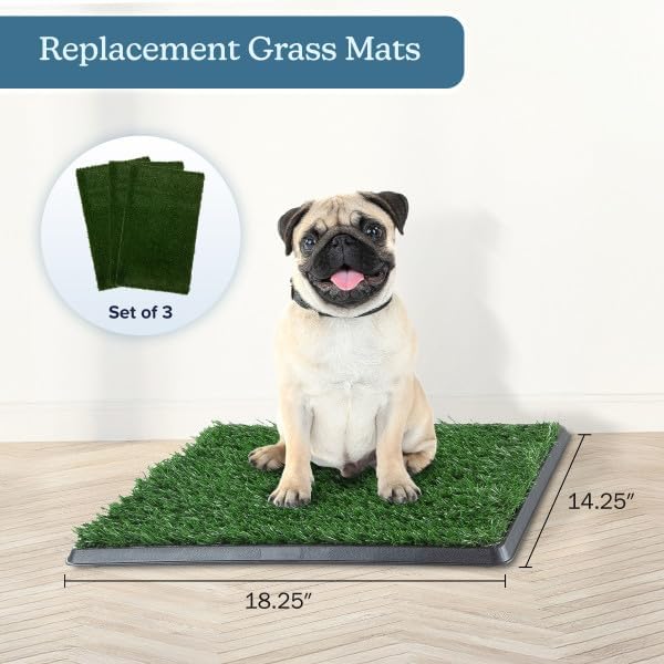 PETMAKER Artificial Grass Puppy Pee Pad for Dogs, Set of 3, 18.25”x14.25”