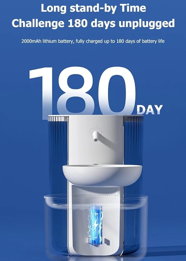 Wireless Cat Water Fountain No Filters, 3.5L Automatic Wastewater Separation - Image 3