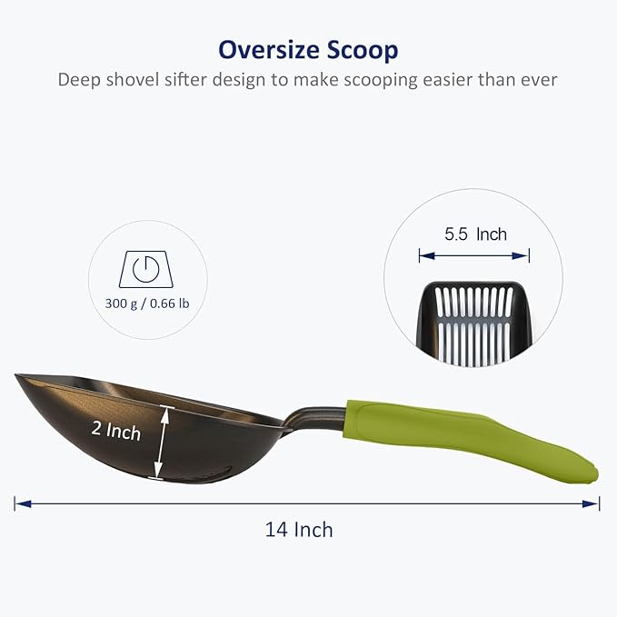 WePet Cat Litter Scoop, Non-Stick Plated Aluminum Alloy Sifter, Kitty Durable - Image 5