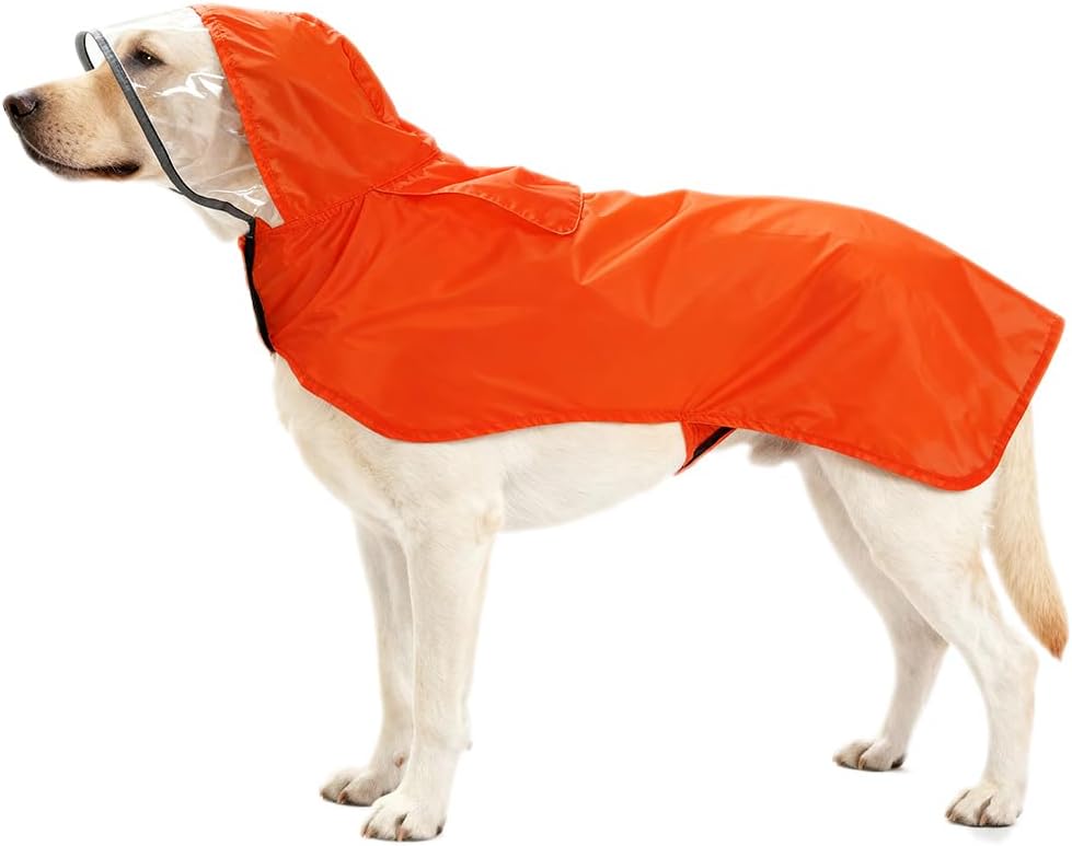 Pet Raincoat Packable Hooded Dog Rain Jacket Reflective Strips Lightweight Adjustable Poncho for Small Medium Large Dogs Yellow XXL
