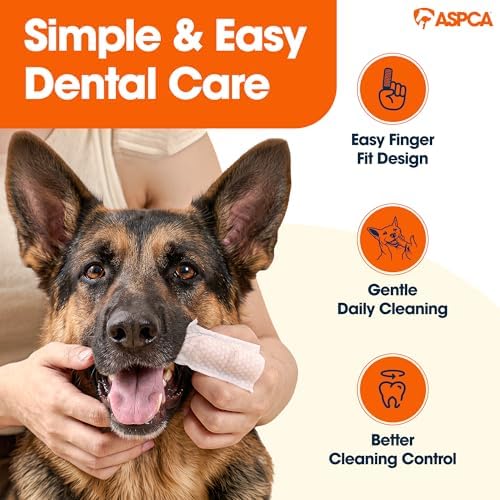 ASPCA Dental Finger Wipes for Dogs, Fresh Mint, 100 Count