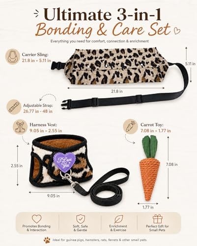3Pcs Guinea Pig Carrier Sling with Adjustable Strap