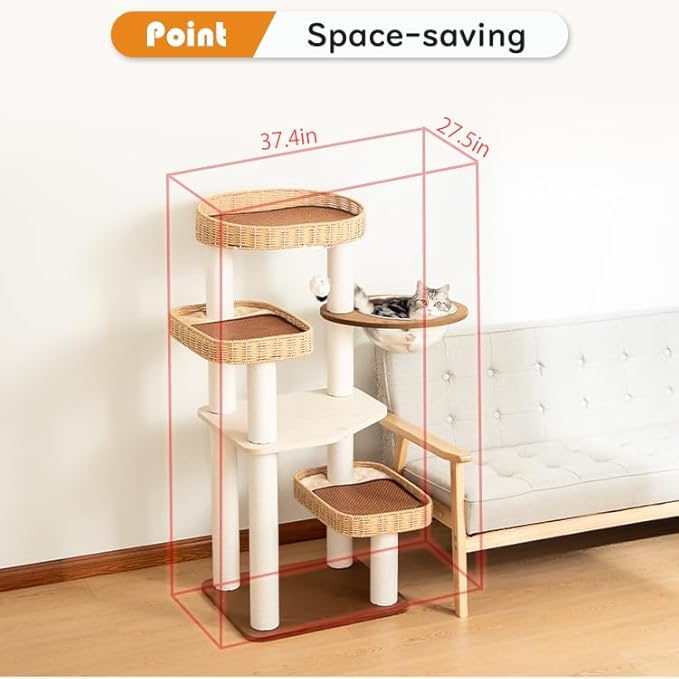 Modern Cat Tree for Large Cats, 48-Inch Tall Cat Tree Tower - Image 10