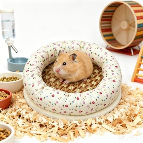 Floral Bamboo Hamster Bed Round Cooling Mat, Medium
