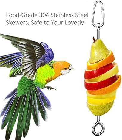 Bird Cage Food Holder Parrot Fruit Vegetable Skewer Bird Cage Feeder, 3Pack