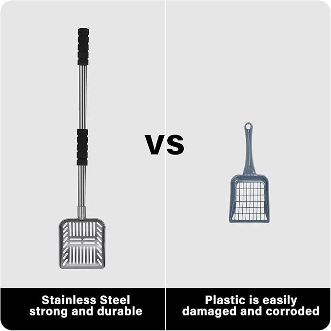 Cat Litter Scoop, Metal Long Handle Kitty Litter Coop Scooper, Heavy Duty Cats - Image 5