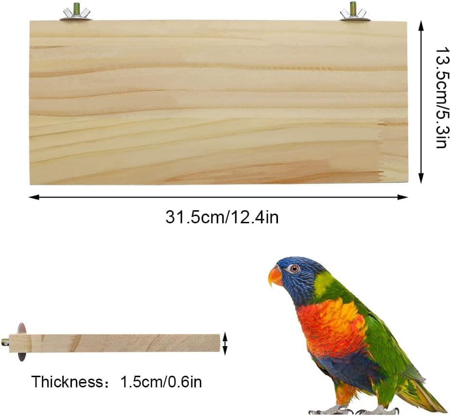Litewoo Parrot Bird Wood Perch Platform Large Stand Shelf for Budgie, 2PC