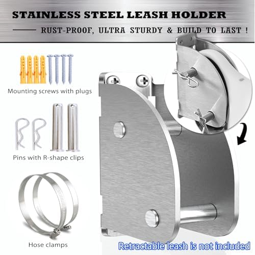 Heavy Duty Retractable Dog Leash Holder,Secure Wall Mount Dog Hitch and Parking Station for All Size Retractable Leashes,Rustproof&Chewproof Safety Anchor Use Indoor-Outdoor