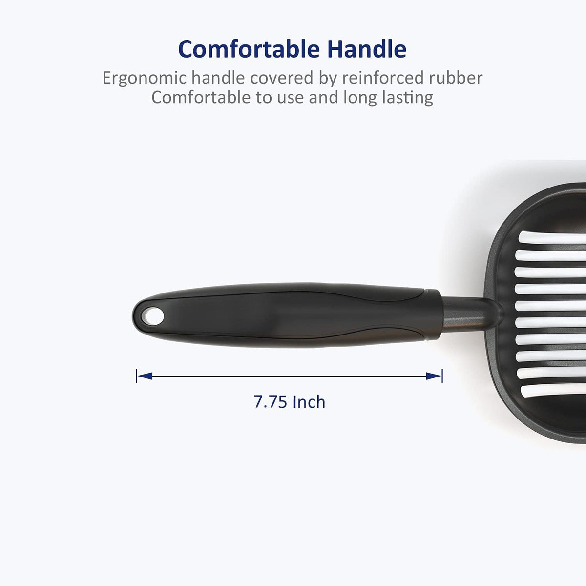 WePet Cat Litter Scoop, Non-Stick Plated Aluminum Alloy Sifter, Kitty Durable Metal Scooper, Deep Shovel, Long Handle, Kitten Pooper Lifter, Size Large, Coated Black Body with Black Handle