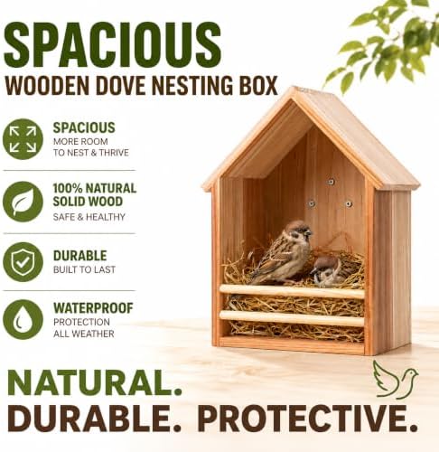 Triangular Opening Cedar Mourning Dove Nesting Box for Outside, Oltara Hanging Wooden Bird House for Outdoor Doves, Pigeons, and Other Small Birds