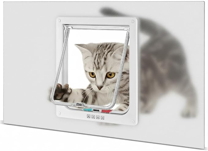 Cat Door for Window, 4 Locking Modes for Safety Cat Window Door, Fits 14"-28" - Image 2