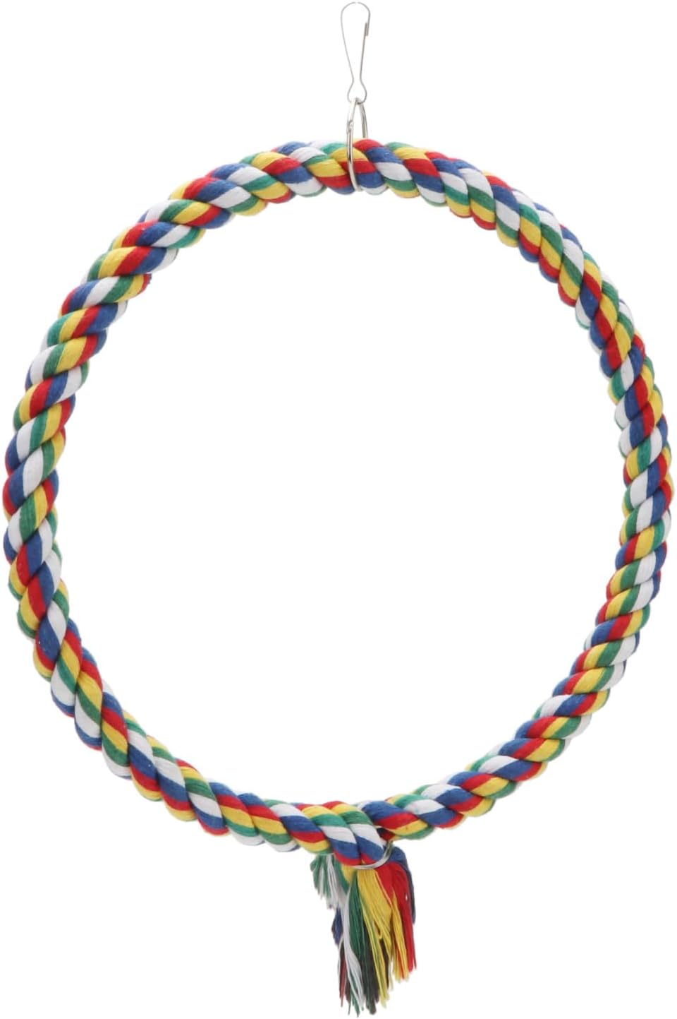 Wontee Bird Swing Colorful Rope Perch Climbing Toy for Parrots (M 10.4inch)