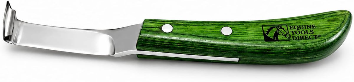 Right-Hand Straight Blade Hoof Knife, Green Handle