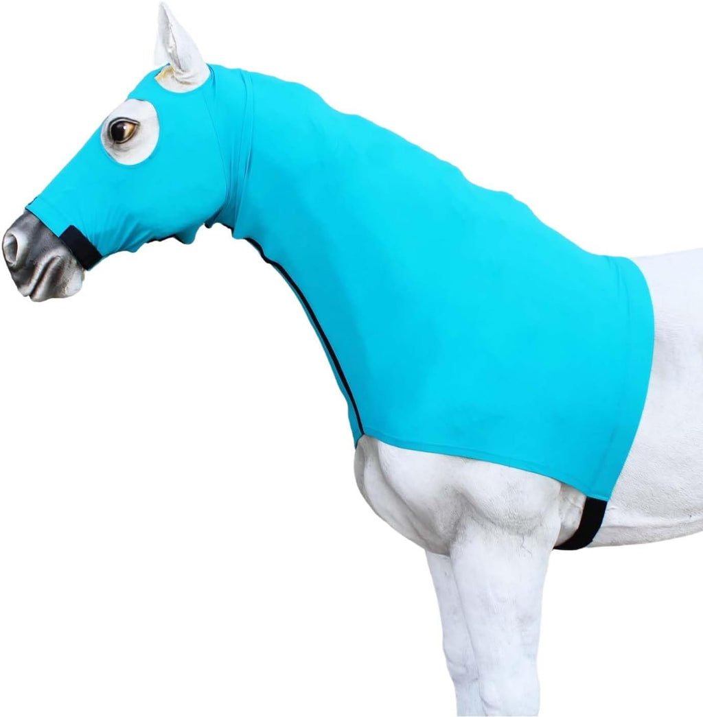 CHALLENGER Large Horse Comfort Stretch Spandex Neck Hood Mane Stay Black