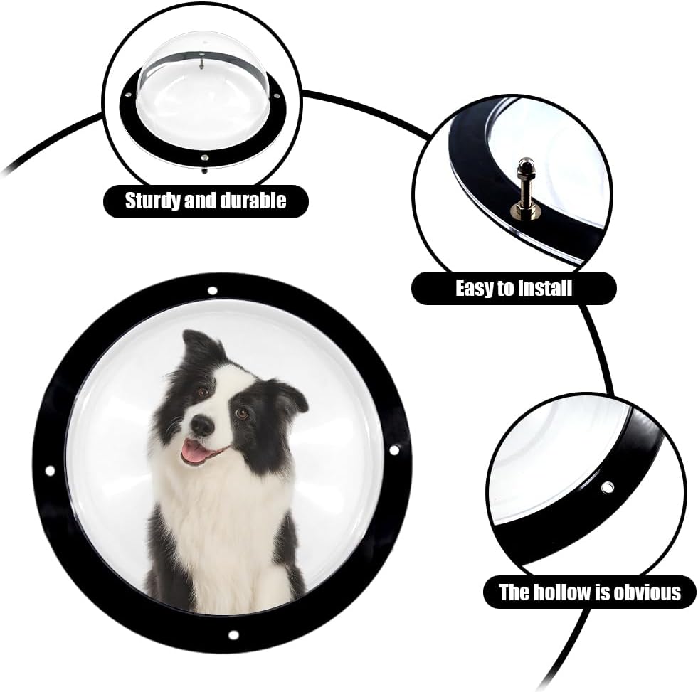 2 Pack Dog Fence Window, 12.4 Inch Clear Pet Dome, Transparent Plastic Pet Peek Window for Playground, Doggie Fence Domes, Supplies for Dog Cat Horse, 12.4 x 4.9 Inch (Clear)