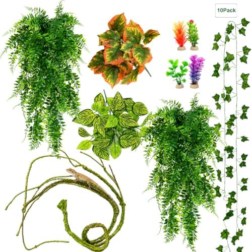 Bearded Dragon Tank Accessories: Artificial Plants Terrarium Decor Habitat