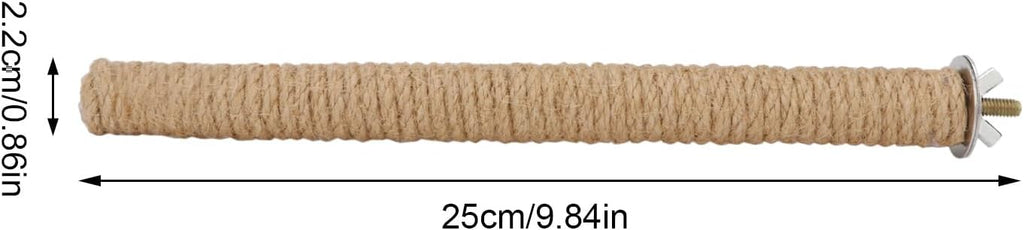 Hypeety Bird Perch Stand Natural Wood Parrot Hemp Rope Perch, 9.84''/25cm