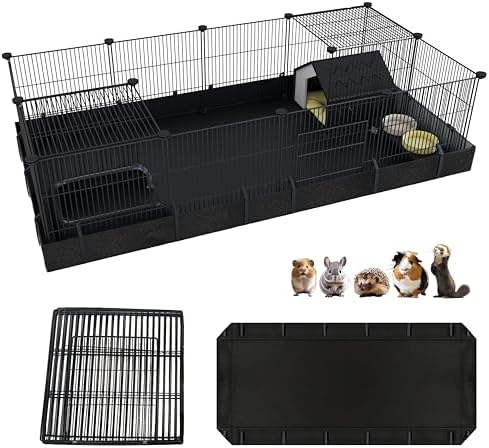 Xymoso DIY Guinea Pig Cages with Waterproof Mat,16 Panels Small Animal Cage
