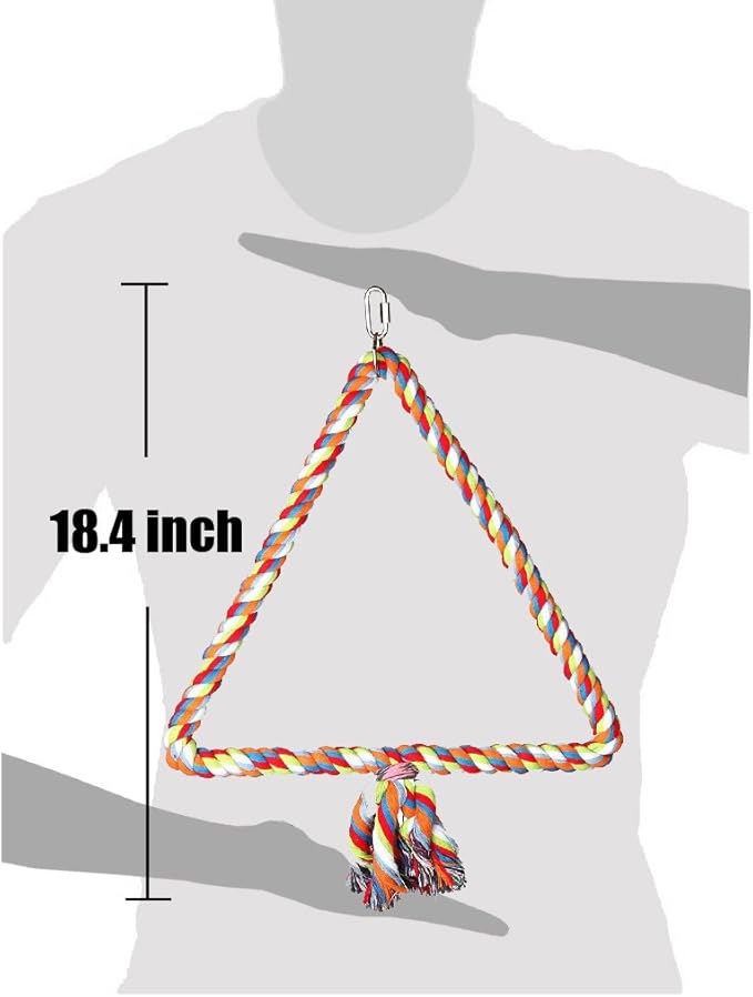 KinTor Medium Triangle Rope Swing Bird Toy Parrot Cage Toys Cages Conure - Image 4