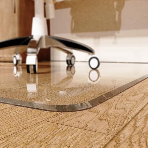 MESAILUP Beveled Edge Office Chair Mat for Carpet or Hardwood Floor Crystal Clear 47" x 55" Clear Chair Mats for Easy Roll On/Off, Hard Heavy Duty and Non-Slip Pad Floor Desk Chair Mat