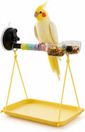 Portable Bird Stand with Poop Tray, Tabletop & Window Bird Perch for Travel and Car, Play Gym Training Toy for Small Medium Birds, Parakeets, Conures, Budgies, Easy to Clean