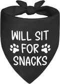 Will Sit for Snacks Black Dog Bandana, Puppy Scarf Accessory Photo Prop for by ZBBFSCSB