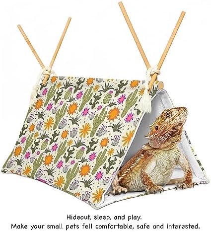 Bearded Dragon Reptile Sleeping Bed Tent Hide Tank Decor Accessories Habitat Shelter for Lizard Bearded Dragon Leopard Gecko (Cactus 1)