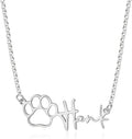 Personalized Cute Dog Cat Paw Name Necklace Forever Love Custom Heart Pendant by RESVIVI