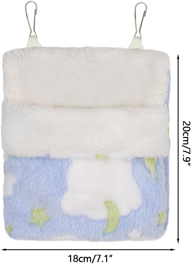 MiOYOOW Sugar Glider Sleeping Pouch, Winter Warm Plush Hamster Bed Hanging Small Animals Nest for Guinea Pig Squirrel Ferrets