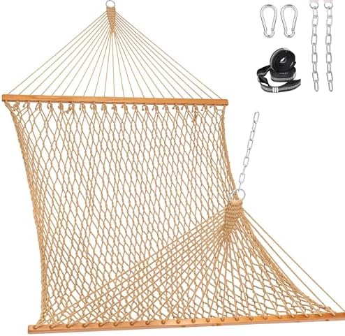 Lazy Daze Double Handwoven Rope Hammock for Outdoor Fits 12-13 Ft Stand