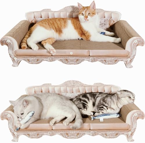 miwoowim 31.5" Extra Large Cat Scratcher Sofa, Durable Cardboard Lounge Bed