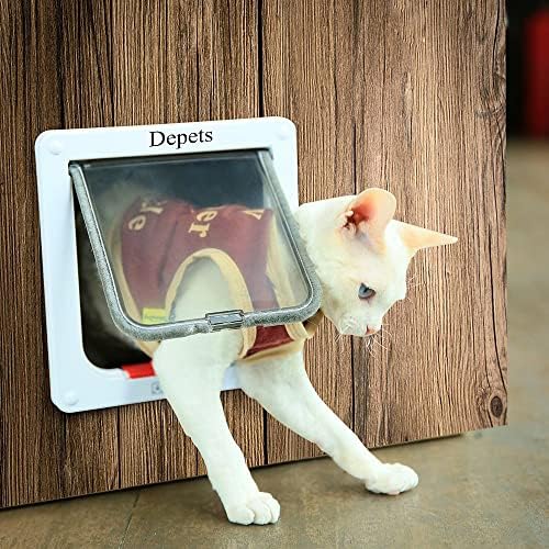 Cat Door for Interior Exterior Doors and Cat Brush Dog Brush Bundle