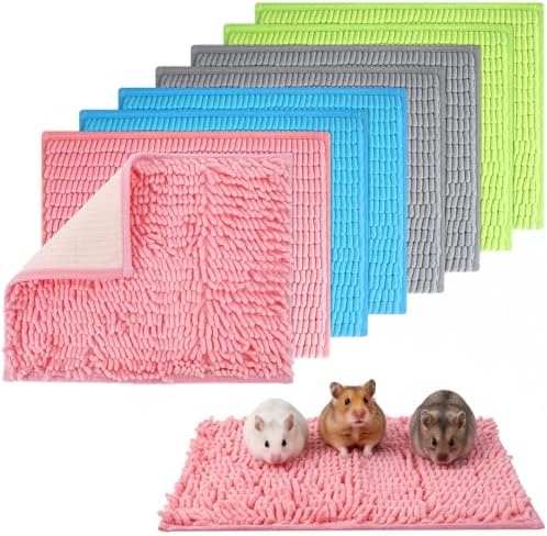 8 Pcs Guinea Pig Liner Washable Rabbit Cage Liner 16x12 Inch Guinea Pig Fleece Mats Reusable Bedding Pee Pads for Small Animals, Bunny (Gray, Green, Pink, Blue)