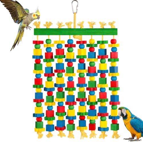 Large Parrot Toy, Natural Wood Bird Toys Bird Chewing Toys for Macaws, African Grey, Cockatoos, Amazon Parrots, Conures, Lovebirds, Budgies