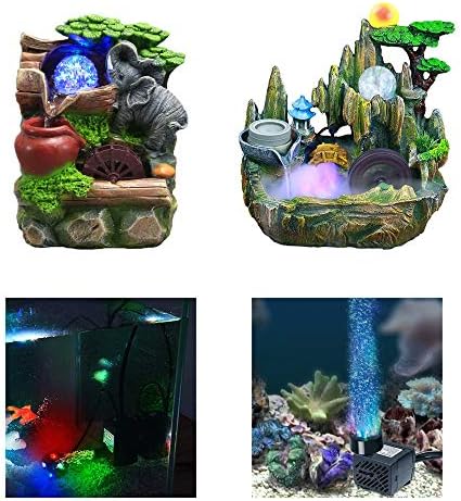 Submersible Water Pump with LED Light for Indoor Tabletop Fountains Aquarium Fish Tank (180L/H 3W)