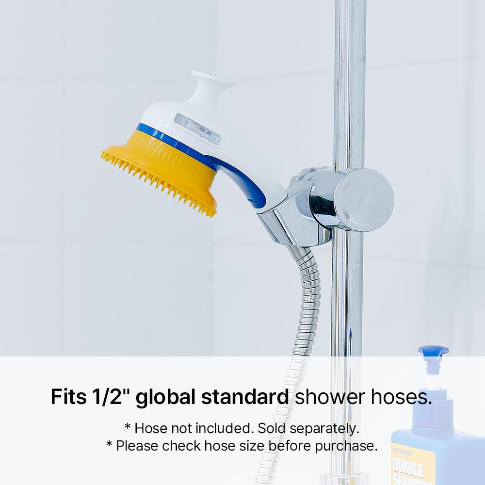 PETHROOM Shower Sprayer Attachment for Dogs & Cats with Massage Bath Brush