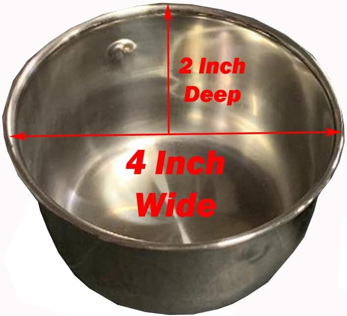 Bird Parrot Cage Stainless Steel Seed Water Feeder, 4-Inch Wide 2-Inch Deep