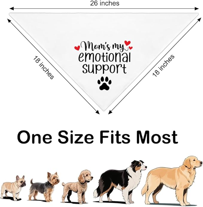 Mom’s My Emotional Support White Dog Bandana, Decor Accessories - Image 2