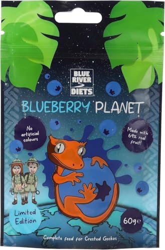 Blue River Diets Complete Crested Gecko Food for Crested Geckos | All-Natural Gecko Food Made in the UK | 2.10oz | 60g Blueberry Planet | 69% Real Fruit